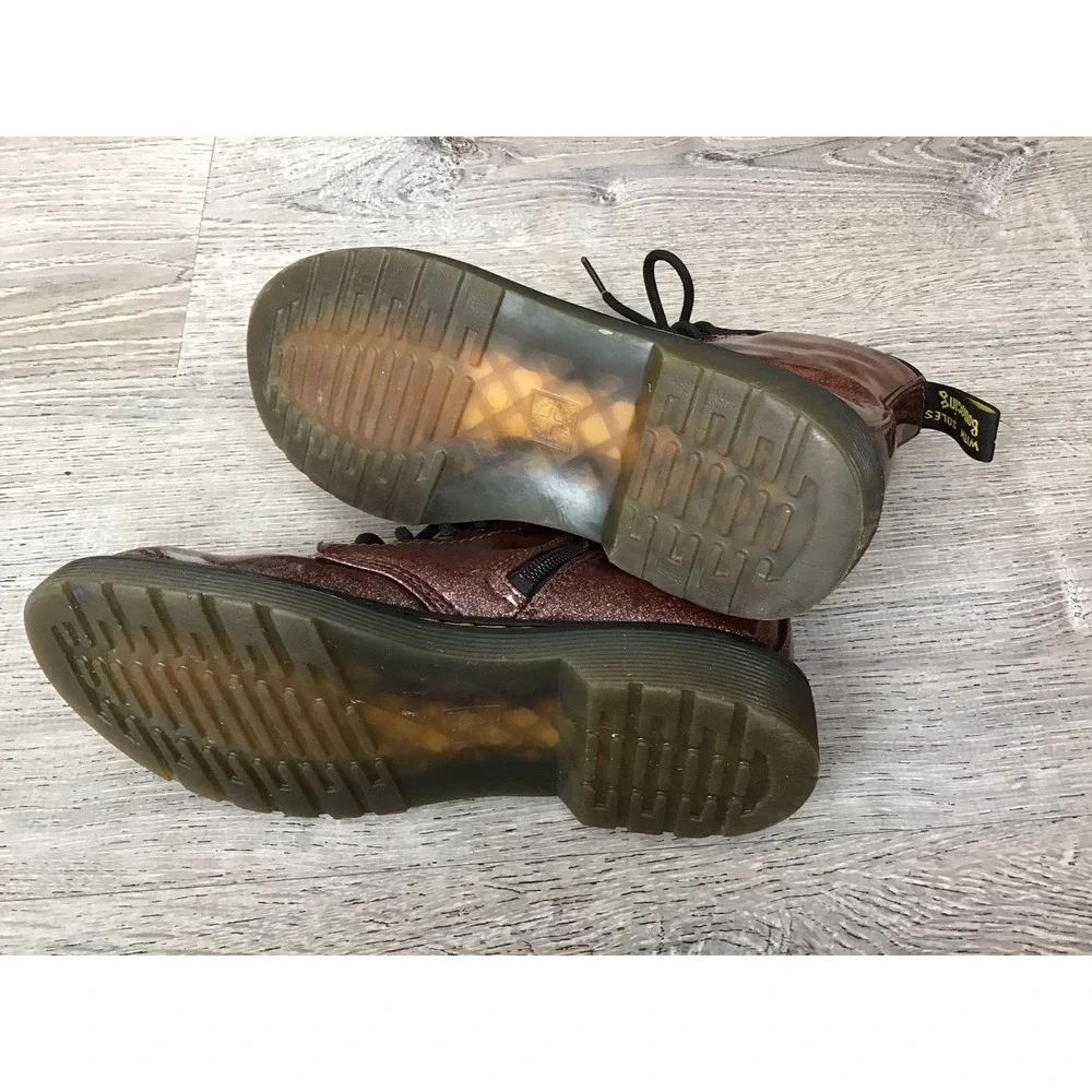 Dr. Martens Youth Boots Girls Size 4 Mauve Glitter Rays 1460 J Combat Boots Zip